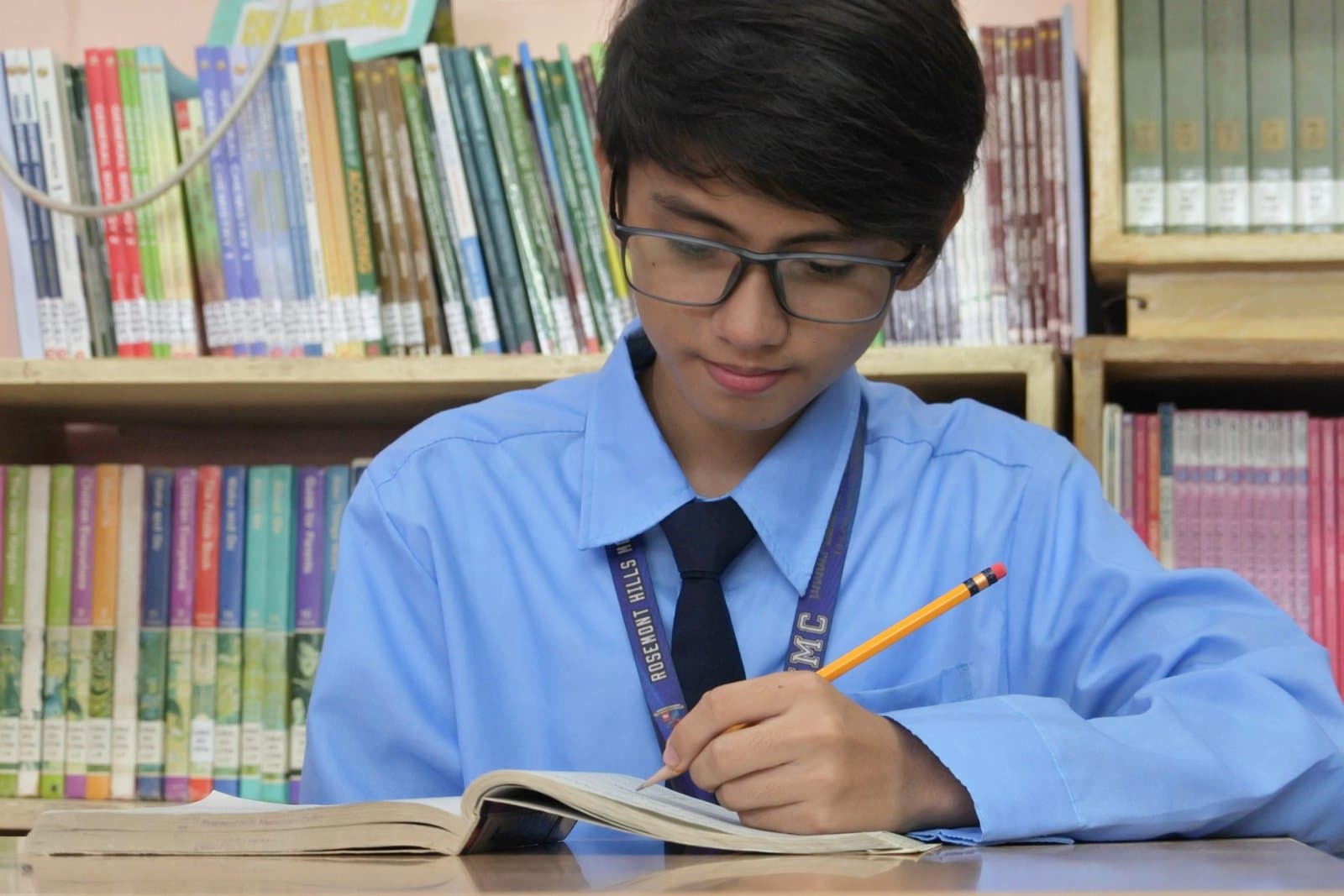 RHMC legacy photo: Student studying in the library